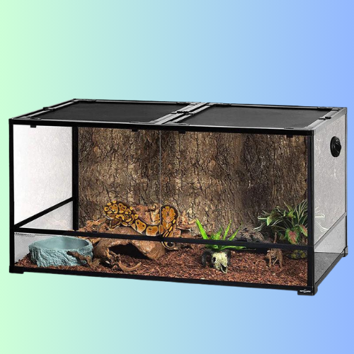 REPTI ZOO 120 Gallon 48" x 24" x 24" Large Glass Reptile Snake Terrarium, Tall & Wide Reptile Habitat Tank with Sliding Door Screen Ventilation RK0240