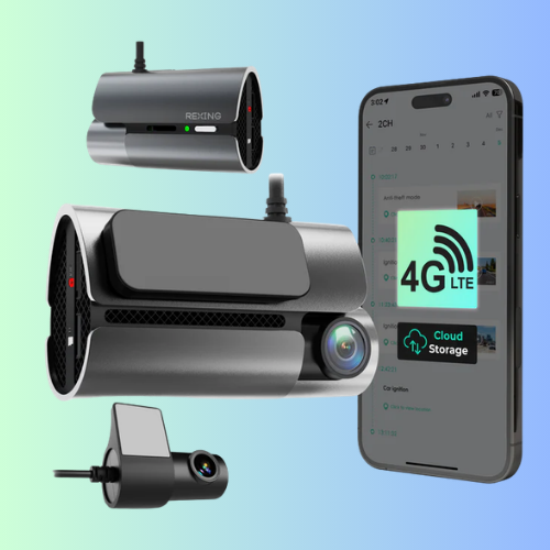 Rexing 4G LTE 2-Channel Dash Cam with GPS – 2.5K Front + 1080p Rear | Real-Time Remote Access & Alerts