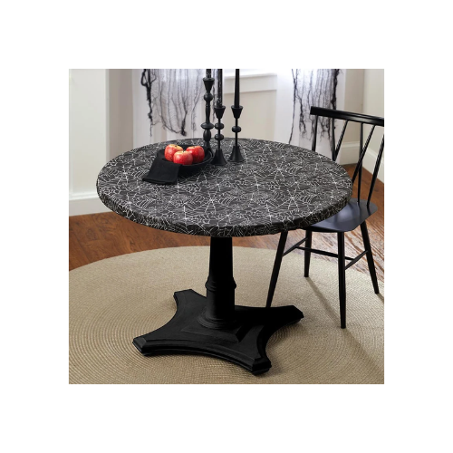 Round Custom Fitted Vinyl Tablecloth with Flannel Backing Halloween