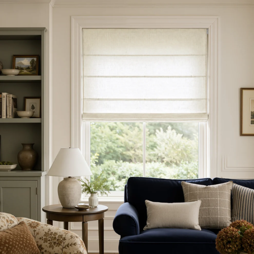 Rowan No-Drill Light Filtering Linen Roman Shade