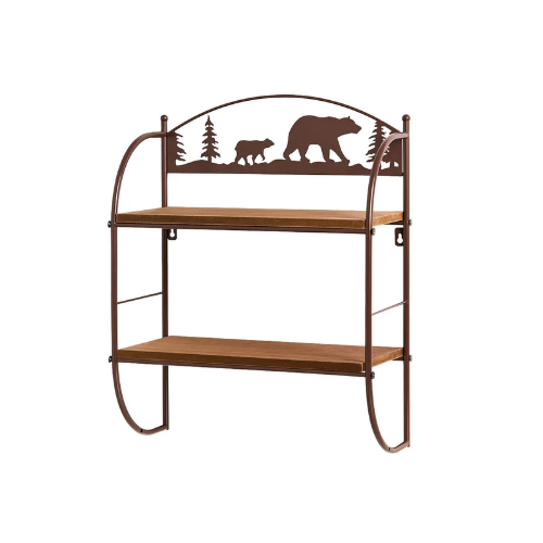 Rustic Lodge Bear Wall Shelf Rack