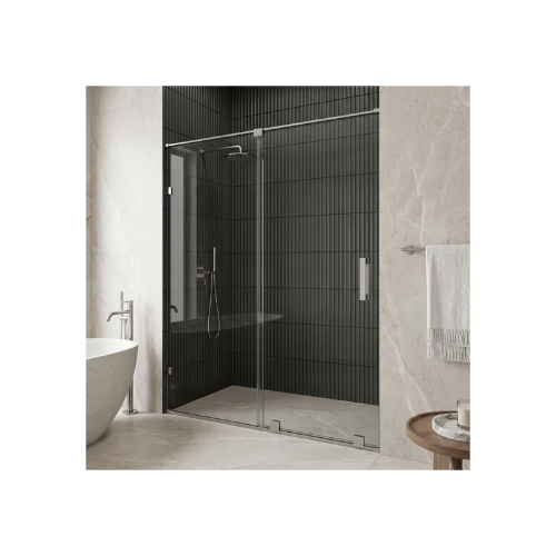Ryland - 60 in. x 72.75 in. Frameless Sliding Shower Door in Stainless Steel