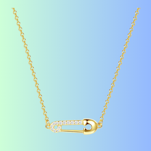 Safety Pin Pendant Necklace Sterling Silver