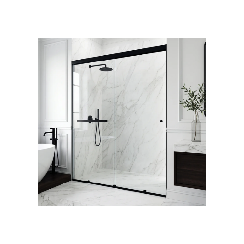 Satro - 56 to 60 in. W X 74 in. H Framed Sliding Shower Door with 1/4" Clear Glass in Matte Black