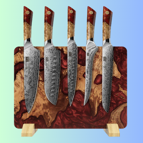 SHAN ZU WHITE TIGER | 5-Piece Kitchen Knife Set + 30 cm Magnetic Holder