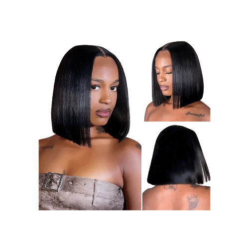 Sleek Bone Straight Bob 2×6 HD Lace Glueless Blunt Cut Middle Part Wig Super Double Drawn Hair Quality