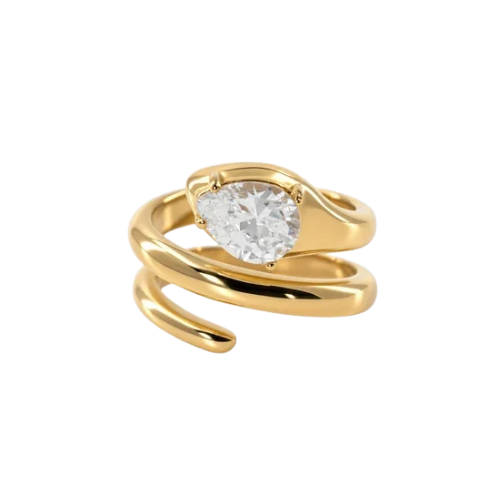 Spiral Pear-Cut Ring