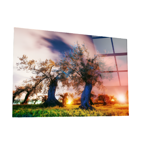 Starry Green Sky Glass Wall Art