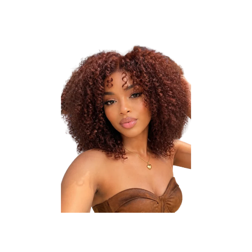 Sunber 7×5 Pre Cut Lace Reddish Brown Jerry Curly Afro Curl Bye Bye Knots Wig With Invisi Drawstring