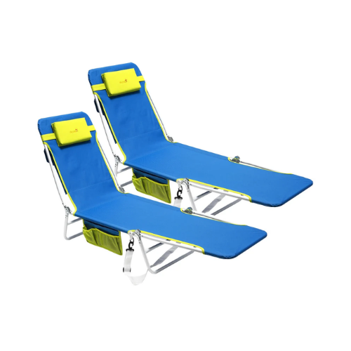 SUNNYFEEL 4-Position Reclining Beach Chair with Pillow