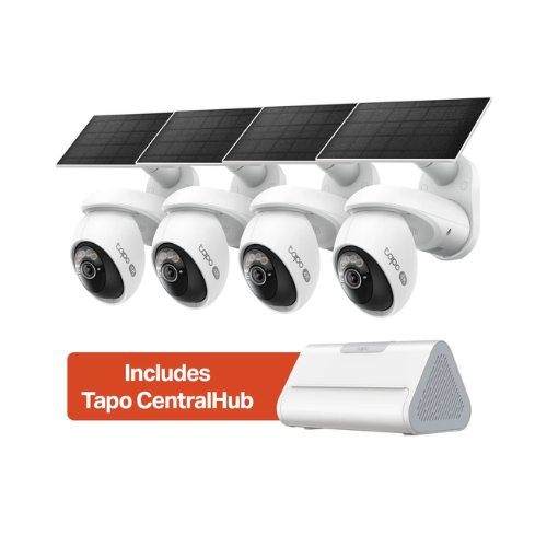 Tapo C660 Kit 4K Solar Pan/Tilt Security Camera Smart CentralHub Bundle, 4-Pack + H500