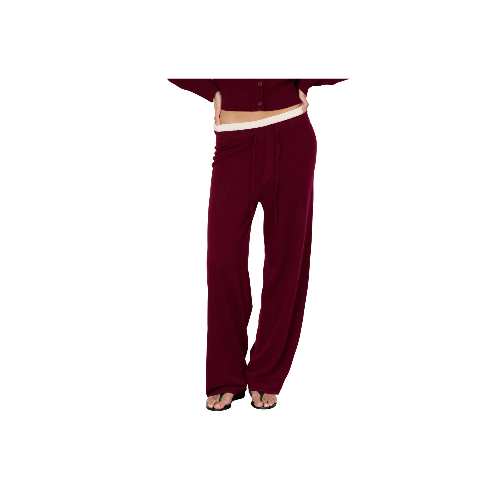 Tove Layered Cashmere Pant in Merlot
