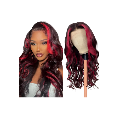 Transparent Lace Straight/ Body Wave Red Black Highlight Mix Color Wigs For Women-Zlike