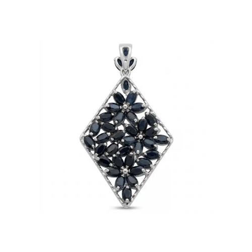 Vintage Beauty 9.7 carat Mozambique Sapphire Black Rhodium over .925 Sterling Silver handcrafted pendant