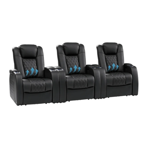 Weilianda FortLux Lumbar Series 3-Seat Reclining Seats with Ergonomic Lumbar Support | Movie Theater Recliner Sofa