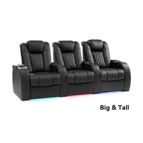 Weilianda FortLux XL Series – Big & Tall Design | Three-Seat Movie Theater Seating with Geniune Leather and USB Charging Ports