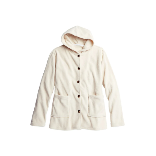 Women's Button-Up Fleece Jacket with Hood